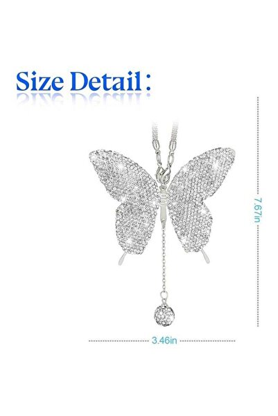 Bukela Car Hanging Ornament, Butterfly Diamond, for Women, White