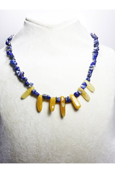 ILGIN DOĞAL TAŞ TAKI قلادة بتصميم حجر اللازورد والعقيق