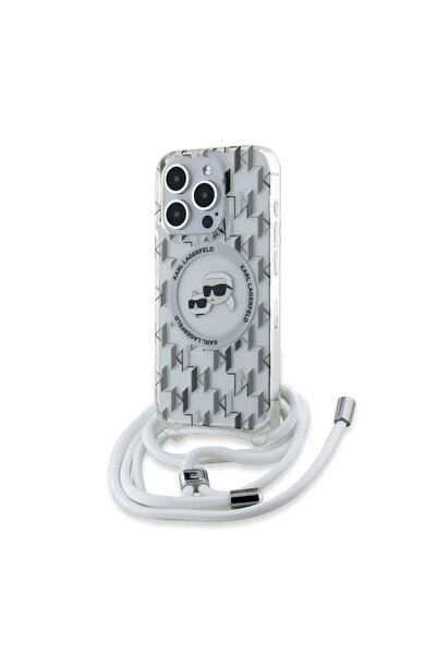 Karl Lagerfeld Case for IPhone 15 Pro, Karl Lagerfeld, IML Crossbody MagSafe, White