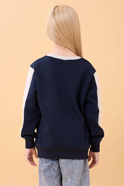 Perendi Εποχιακό φούτερ για κορίτσια με στάμπα με λαιμόκοψη σε μπλε ναυτικό