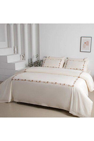 Alhabib bedding Fahda summer single and a half bed sheet, luxurious cream, embroidered, number of pieces: 5