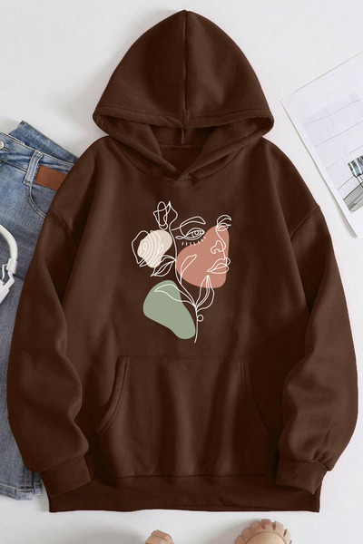 trendypassion Φούτερ Unisex με στάμπα πορτραίτου & λουλουδιών