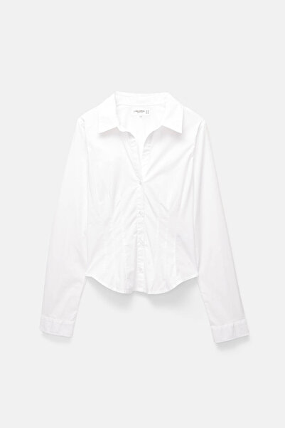 Pull & Bear Fitted poplin shirt with pleats