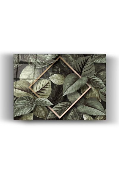 Nooraa Tablou modern din sticlă cu model de frunze tropicale - Detalii de cad...