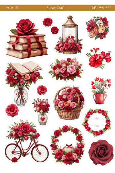 MirayDesign 1 autocolant tematic cu flori înflorite – 12x17 cm pentru album d...