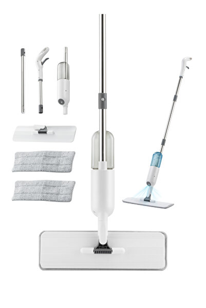 Lawazim Mop with 350ml Refillable Tank - Manual Microfiber Floor Spray Mop with 2 Washable Pads
