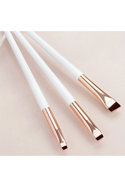 Choice3 مجموعة فرش مكياج بيضاء مكونة من 3 قطع، فرشاة تحديد العيون ذات رأس مائل رفيع وفرشاة حواجب لتحديد العيون