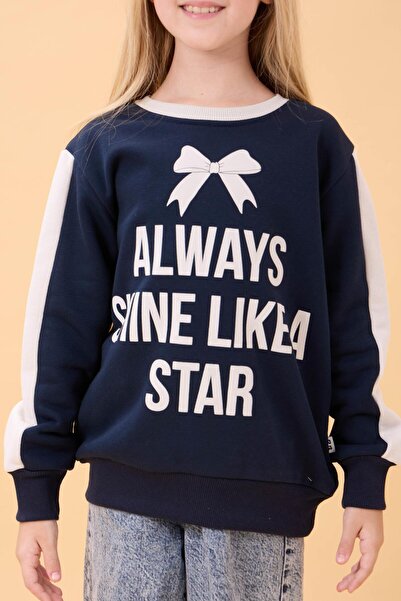 Perendi Εποχιακό φούτερ για κορίτσια με στάμπα με λαιμόκοψη σε μπλε ναυτικό