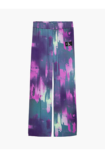 Calvin Klein PIXEL AOP WOVEN PANT Kadın Lila Geniş Paça Pantolon