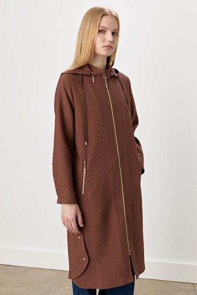 Nihan İnce Kapitone Beli Büzgülü Kap Açık Kahve