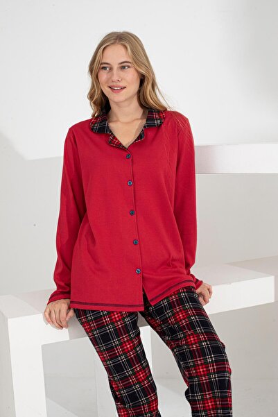 Evia Angelique 100% Cotton Long Sleeve Plaid Women's Pajamas Set 21224-25-26-27