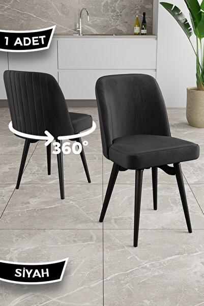 Canisa Jiva Serisi 1 Adet Siyah Sandalye 360°c Döner Mutfak Sandalyesi Siyah ...
