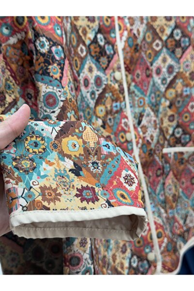 BENAHOLL Μπουφάν με μοτίβο με διπλή τσέπη με κουμπώματα Elique-BN4325 Μπλε