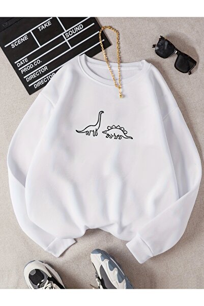 trendypassion Hanorac oversize unisex cu imprimeu de dinozauri