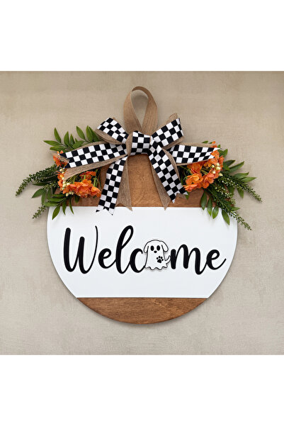 VENOCCİ Hoşgeldiniz / Welcome Yazılı Değiştirilebilir Temalı Ahşap Kapı Süsü ...