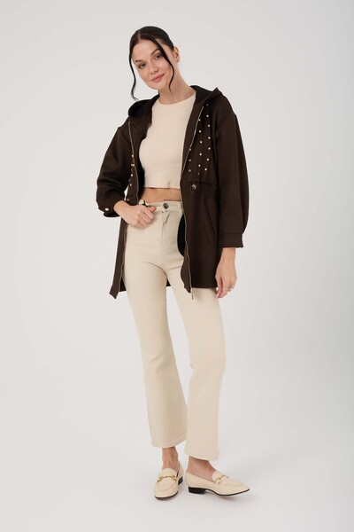 Jupe Women's Gold Embellished Silk Suede Jacket 9266