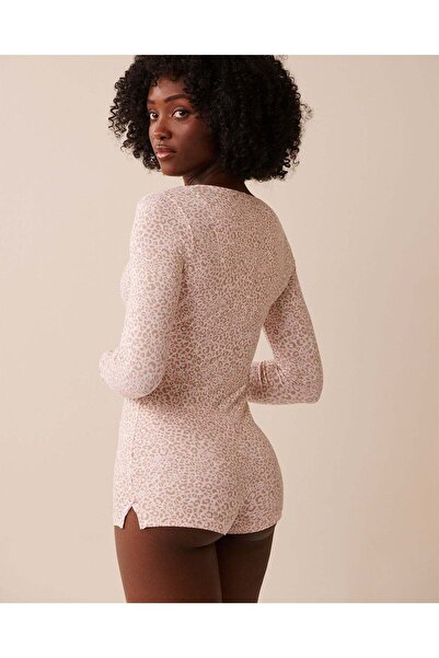 La Vie en Rose Pink Leopard Print Super Soft Long Sleeve Romper