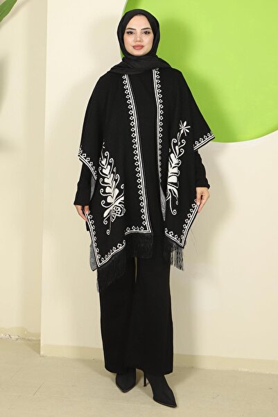 hafsamina Punch-Colored Three-Piece Knitwear Set Black Hm2814