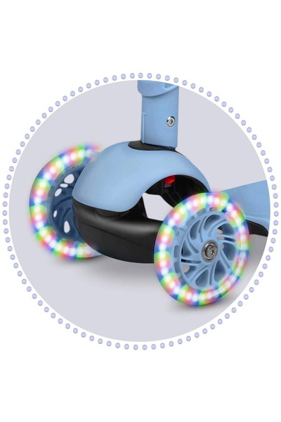 Ricokids Trotineta pentru copii 3in1, inaltime reglabila a ghidonului, iluminare LED colorata a rotilor di...