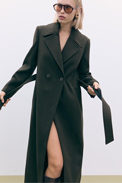 Stradivarius Long coat with belt