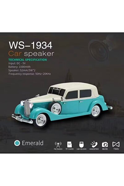 ErginGroup Ws1934 Klasik Araba Şarjlı Bluetooth Hoparlör Ses Speaker Müzik Ça...