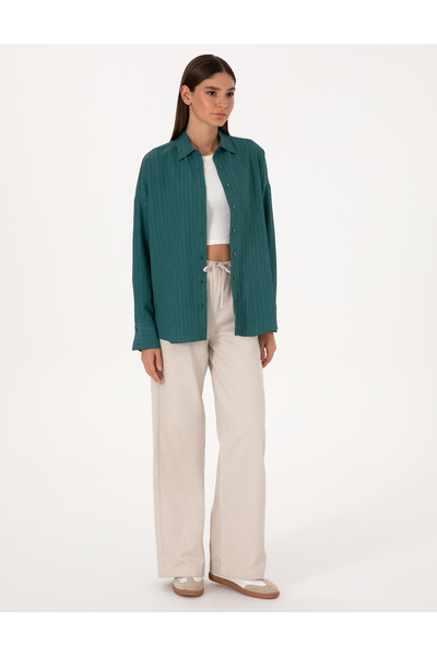 Pierre Cardin Zümrüt Oversize Uzun Kollu Gömlek 50318232-VR055