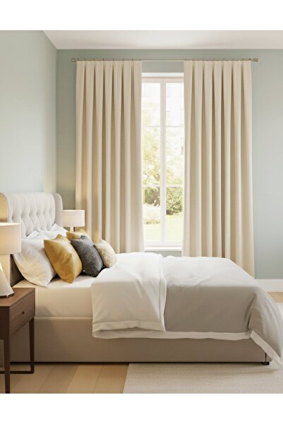 Madame Dower Narden cream plain soft voile curtain 1x3 pleated - stylish and modern design