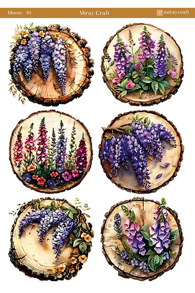 MirayDesign 1 autocolant tematic cu flori înflorite – 12x17 cm pentru album d...