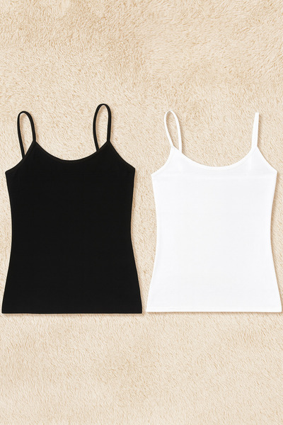 QKK Women's Bamboo Lycra Strap 2-Piece Undershirt Q6K6K1T1Ka