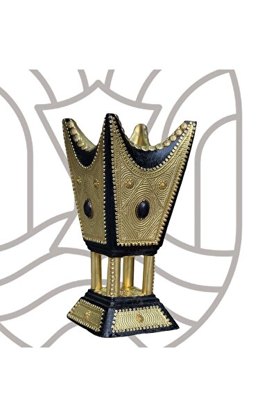 Mabkhara Hail مباخر نحدي ملكي ملبس نحاس اصفر مع مسمار نحاس نقش جديد حجم ٢٩سم