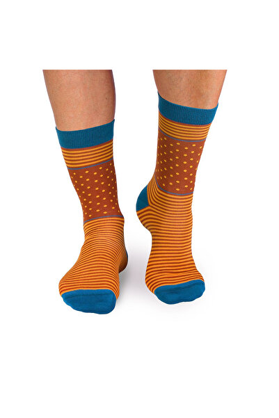 Pirin Hill Κάλτσες από μπαμπού FINE BAMBOO με κίτρινες καφέ βούλες και ρίγες