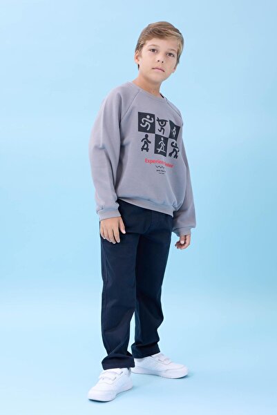 Perendi Момчешка велосипедна блуза с качулка, със сезонни принтове, сива