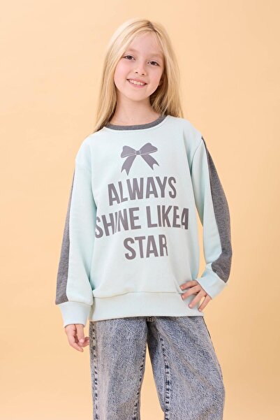 Perendi Детска блуза с принт за момичета, подходяща за велосипед, ментово зелена