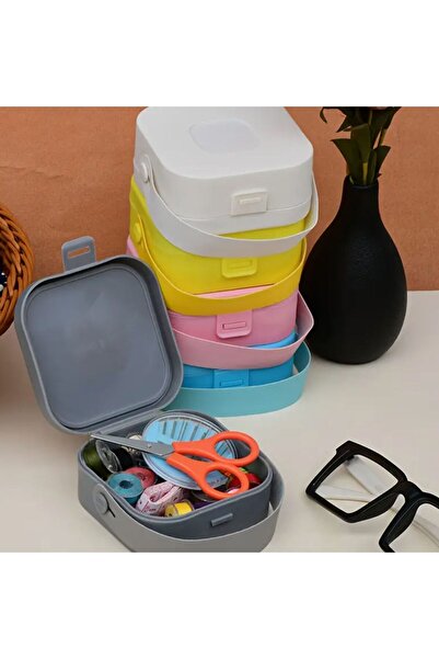 iğne izi mini plastik çantalı dikiş kutusu, taşınabilir dikiş seti, iğne seti, iplik seti, seyahat dikiş seti