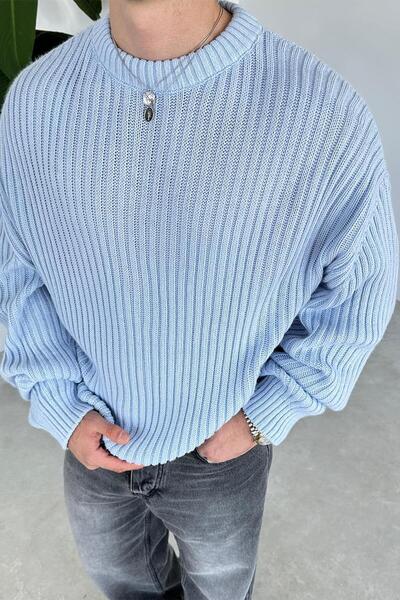 HAFKAGİYİM Блакитний велосипедний комір з резинкою Oversize трикотажний светр