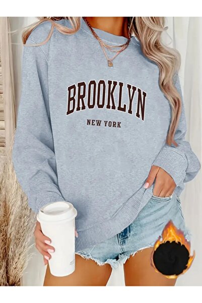 WOODROFFE Hanorac pentru femei Brooklyn (maro) cu imprimeu, cu gâtul rotund, ...