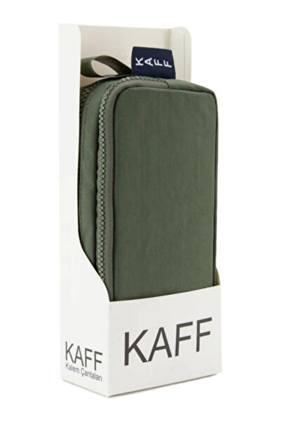 Dörtel Tedarik حافظة أقلام رصاص من القماش المجعد قابلة للغسل بقسمين 01105 - كاكي