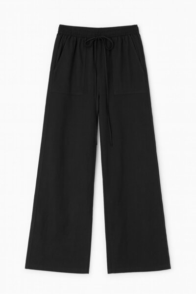 Mixray 4629 Women's Wide Leg High Waist Viscose Palazzo Pants Black