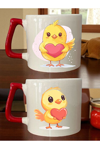 lili hediyelik كوبين مطبوعان بتصميم كتكوت القلب - أفكار هدايا للرجال، واقتراح...