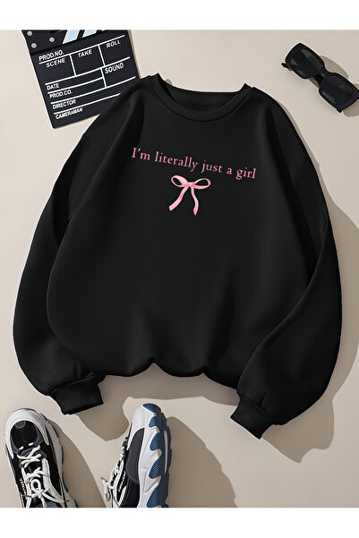 trendypassion Unisex I'm Literally Just a Girl Printed Oversized Sweatshirt