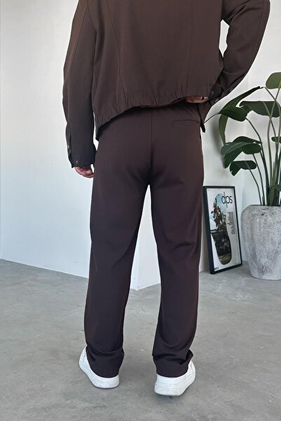 HAFKAGİYİM Brown Premium Relaxed Fit Fabric Trousers