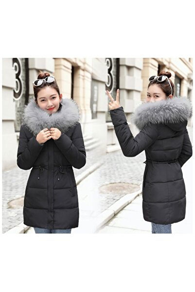 Toridas Kışlık Yaka Kürklü Orta Boy Kadın Şişme Mont