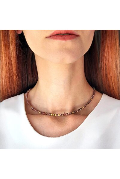 Lexy's Boutique Colier ajustabil, argint 925 placat aur 24k, Lexy's Boutique, pietre semipretioase rodonit, max 41.5