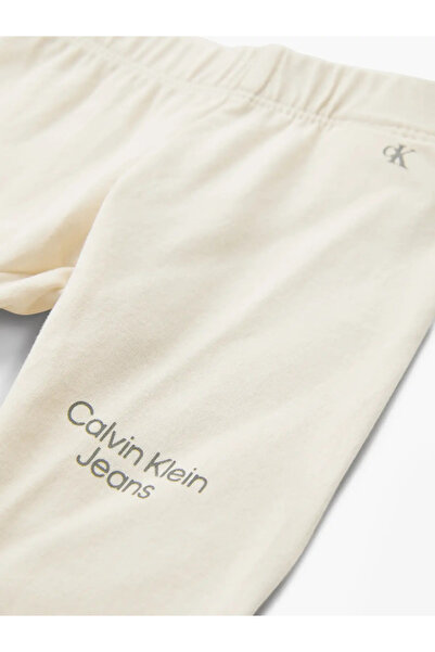 Calvin Klein STACK LOGO LEGGING Bebek Krem Tayt