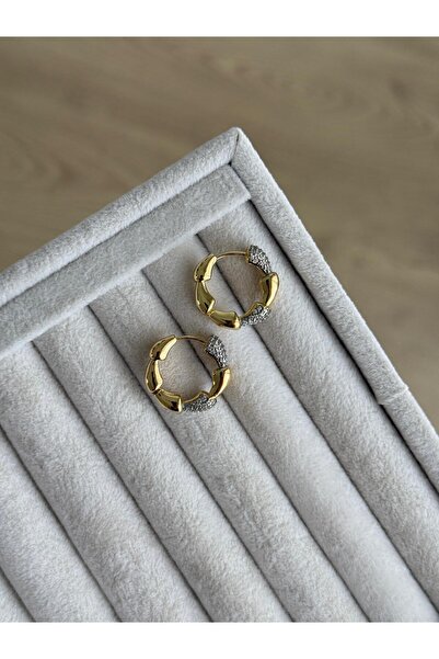 İREM YILDIZ VİP Taş Detaylı Çelik Gold Küpe