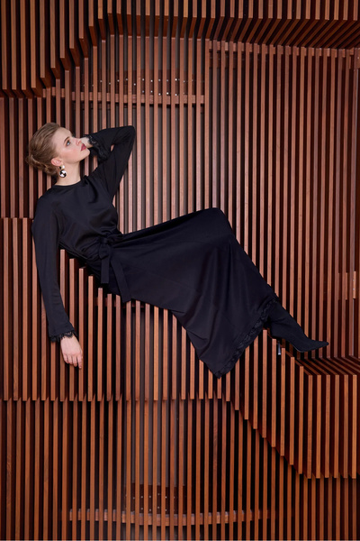 MissWhence Guipure Detailed Dress 38823 Black