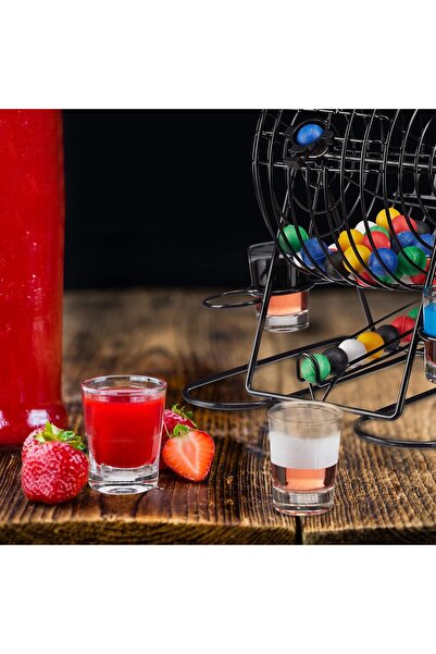 Flippy Flippy Mini Lottery Game, Bingo, with Glass Shot Glasses, 20 x 20 x 19 cm, 48 Balls, Black