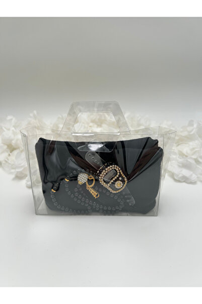 lenagiftworkshop طقم غطاء مزخرف مع حقيبة هدايا سوداء، وذكران وسبحة (حج - عمرة - مولد - بوتشا)