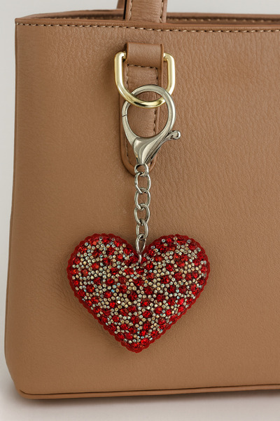 MD Moda Accessories سلسلة مفاتيح على شكل قلب من الحجر الأحمر