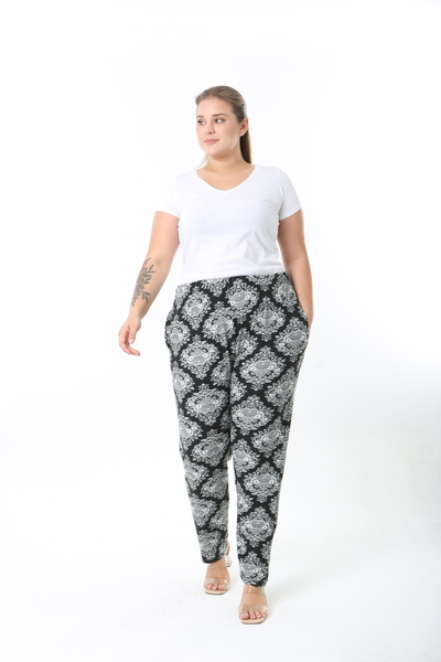 XL Modam Winter Patterned High Waist Women's Plus Size Pants